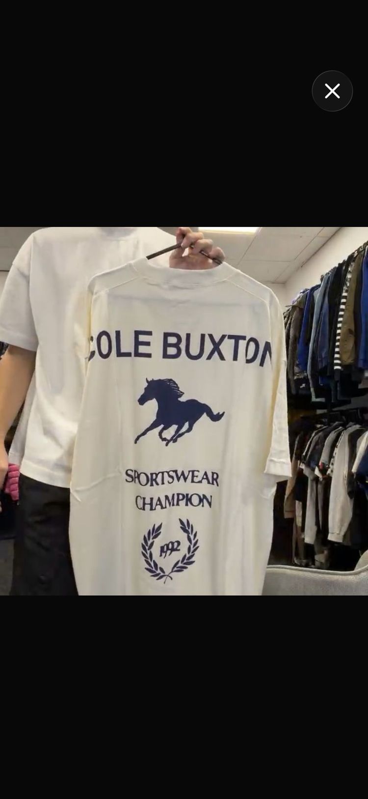 White T-Shirt With Printed Text And Horse Graphic