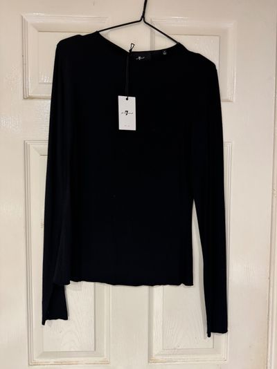 7 For All Mankind Black Long Sleeve Top