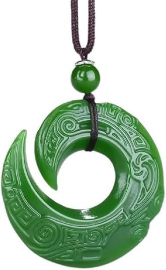 Green Carved Pendant Necklace image 1