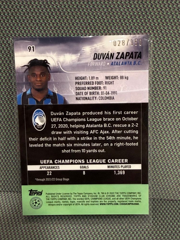 Immagine di Duván Zapata Stadium Chrome 028/150 2