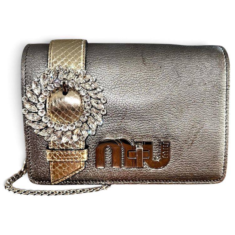 Miu Miu shoulder bag in Madras & metallic Ayers leather – Crystal jewel buckle (Authenticity card) image 1