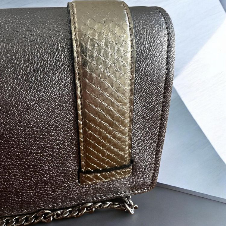 Miu Miu shoulder bag in Madras & metallic Ayers leather – Crystal jewel buckle (Authenticity card) imagen 9