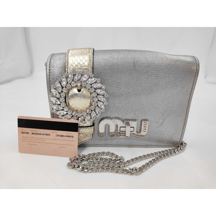 Miu Miu shoulder bag in Madras & metallic Ayers leather – Crystal jewel buckle (Authenticity card) imagen 3