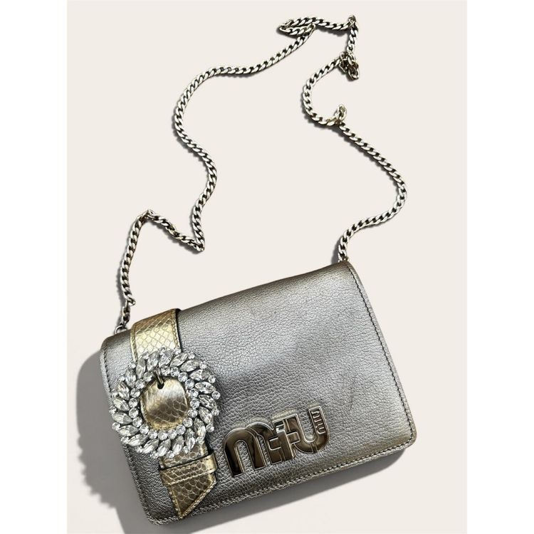 Miu Miu shoulder bag in Madras & metallic Ayers leather – Crystal jewel buckle (Authenticity card) imagen 4