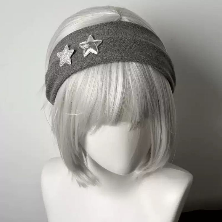 Grey Headband With Silver Star Patches image 2