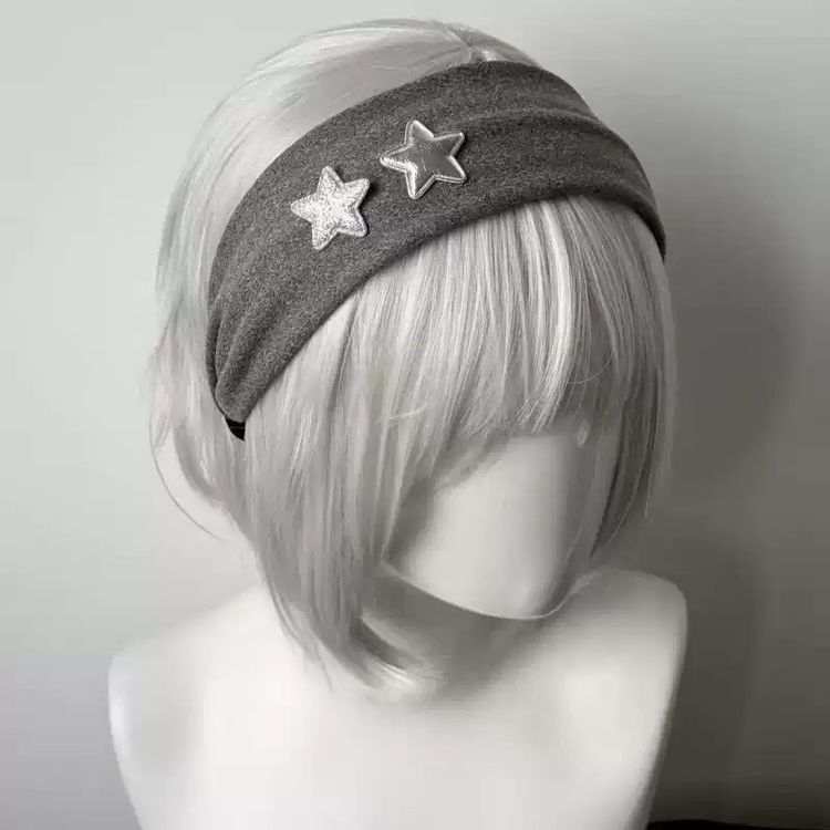 Grey Headband With Silver Star Patches image 1