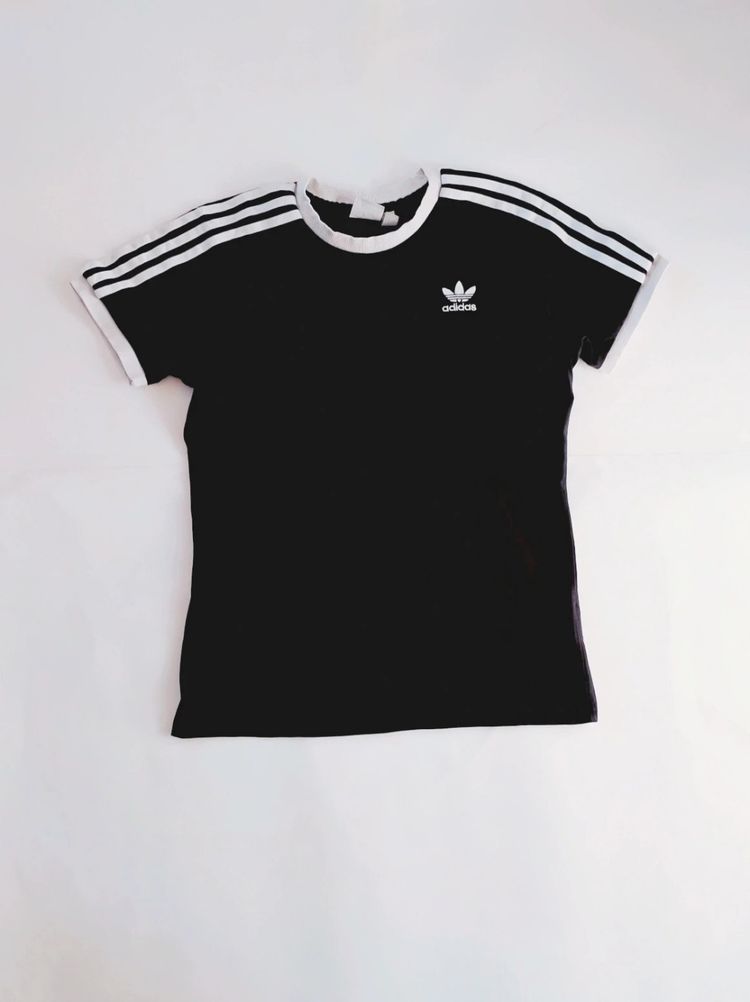 Adidas Originals Czarna damska koszulka E38 UK12 Adidas Black T-Shirt With White Stripes product image