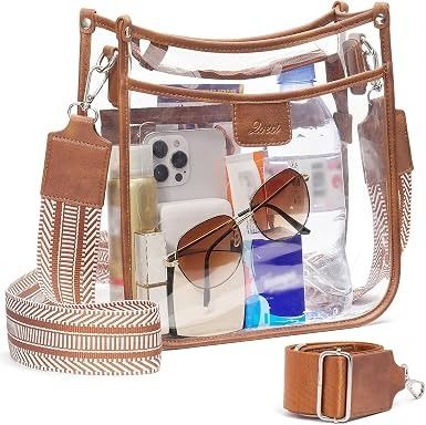 Clear Crossbody Bag With Patterned Strap obraz 3