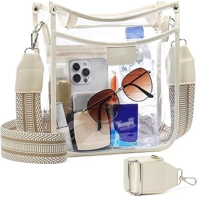 Clear Crossbody Bag With Patterned Strap obraz 2