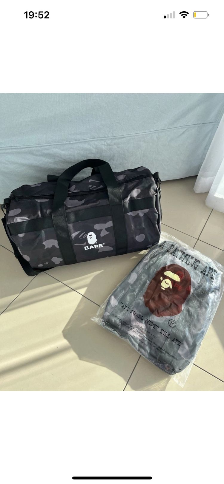 Brand New BAPE Grey/Black Duffle Bag