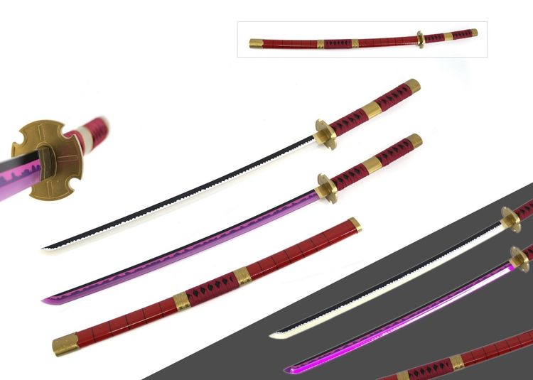 One Piece Sword Sandai Kietsu Sword LED Light Up Sword Cosplay Prop Replica Wood image 4