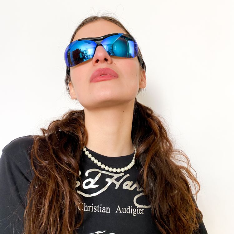 Other Vintage 00s rave sport sunglasses in blue product image