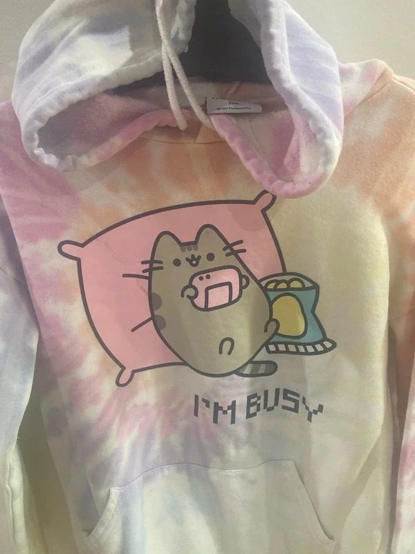 Tie-Dye Hoodie With Cat Graphic image 2