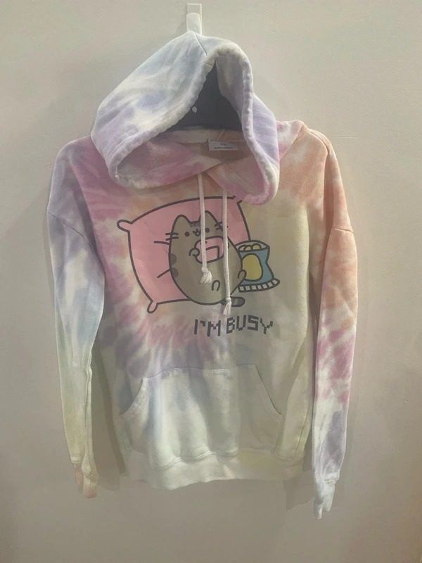 Tie-Dye Hoodie With Cat Graphic image 1