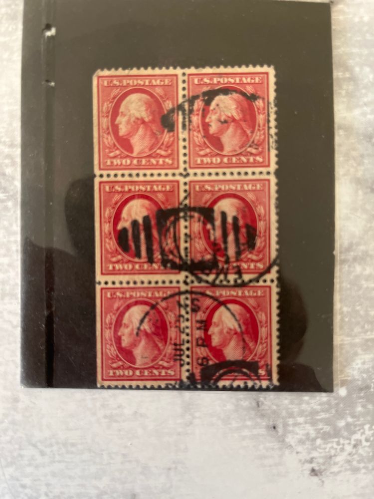 A block of 6 2-cent U.S. postage stamps depicting George Washington. image 2