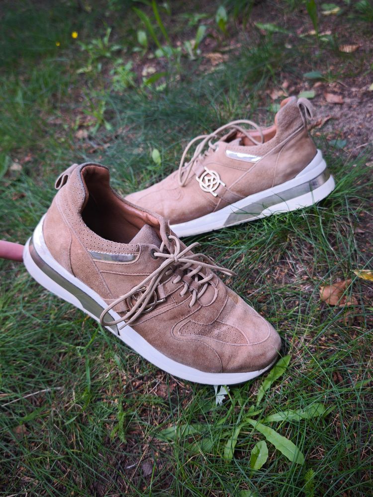 Beige Suede Sneakers