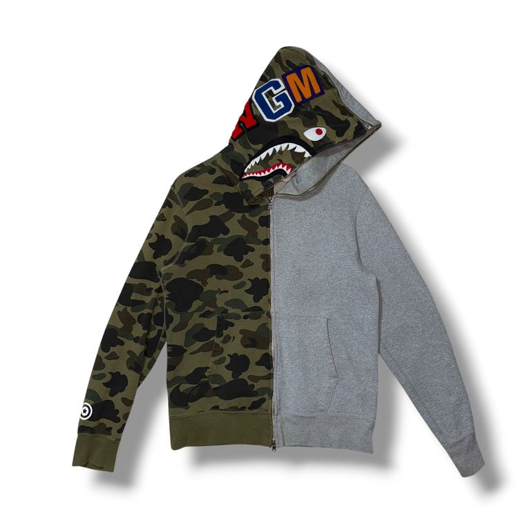 A Bathing Ape split full zip hoodie Grey & green, large image 4