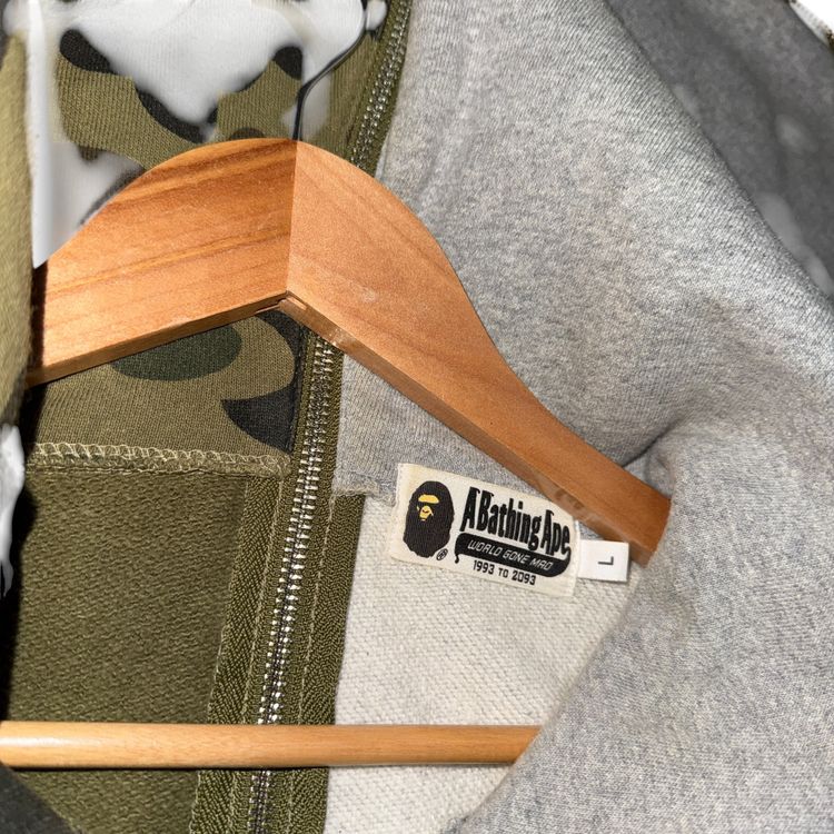 A Bathing Ape split full zip hoodie Grey & green, large image 6