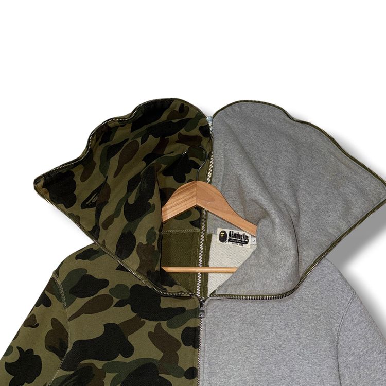 A Bathing Ape split full zip hoodie Grey & green, large image 3