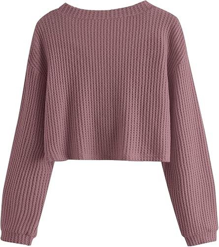 Cropped Waffle Knit Sweater