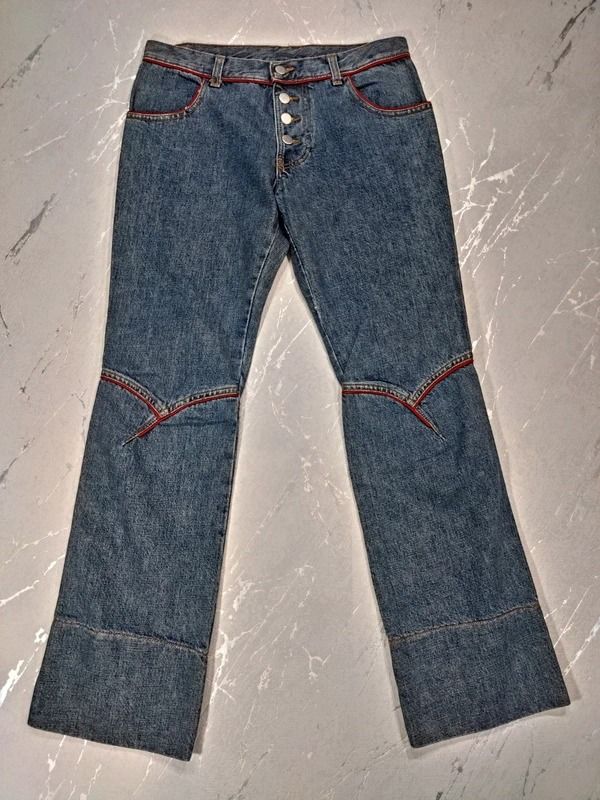Dondup Jeans Vintage W28 ITA 42 Denim Patch Rosso Flare Y2K Donna