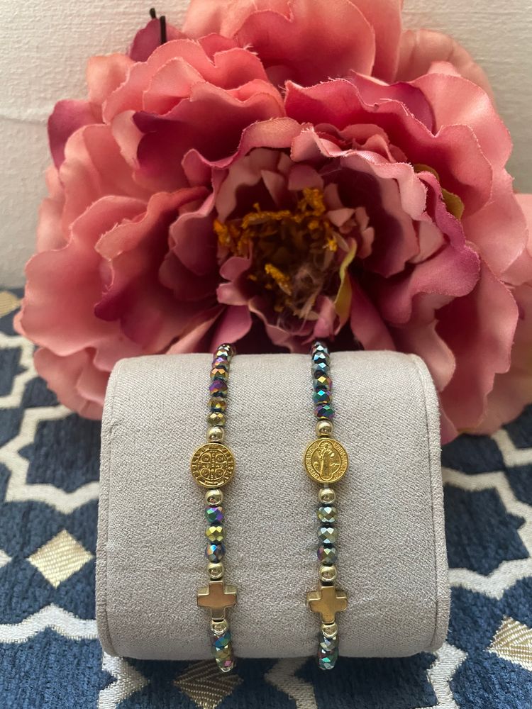 Other Beaded Bracelets With Gold Cross And Coin Charms product image