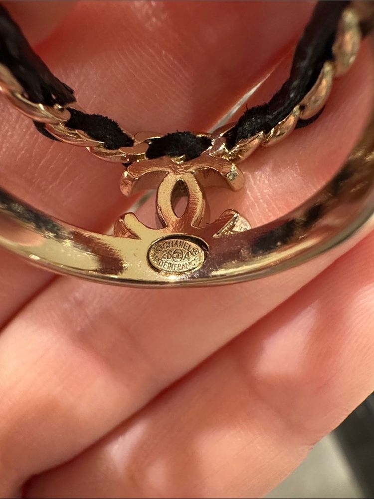 Chanel Gold-Tone Ring With Black Braided Detail image 2
