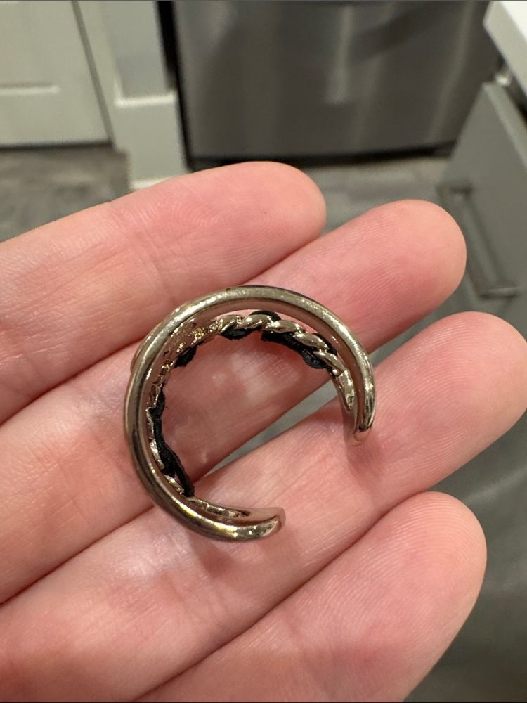 Chanel Gold-Tone Ring With Black Braided Detail