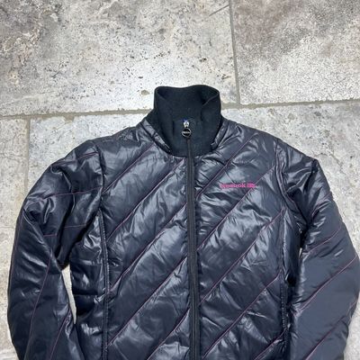 Reebok Puffer Jacket Vintage High Neck Sports Coat, Black, Womens Small 1