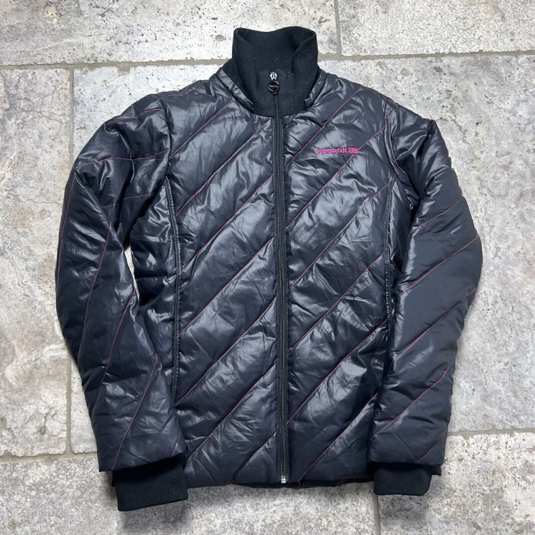 Reebok Puffer Jacket Vintage High Neck Sports Coat, Black, Womens Small 4