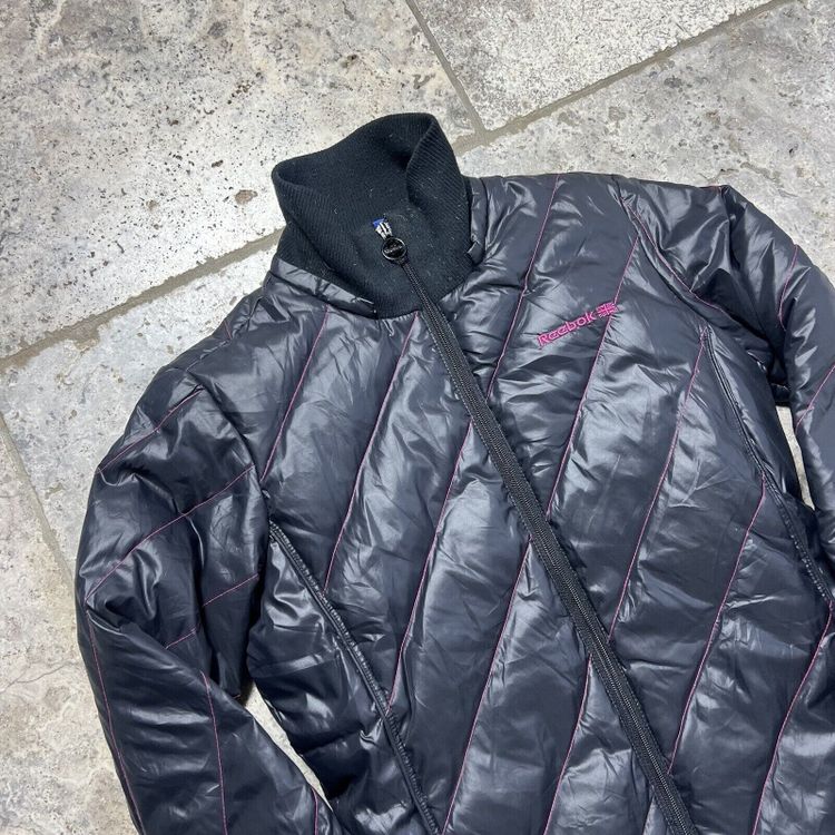 Reebok Puffer Jacket Vintage High Neck Sports Coat, Black, Womens Small 5