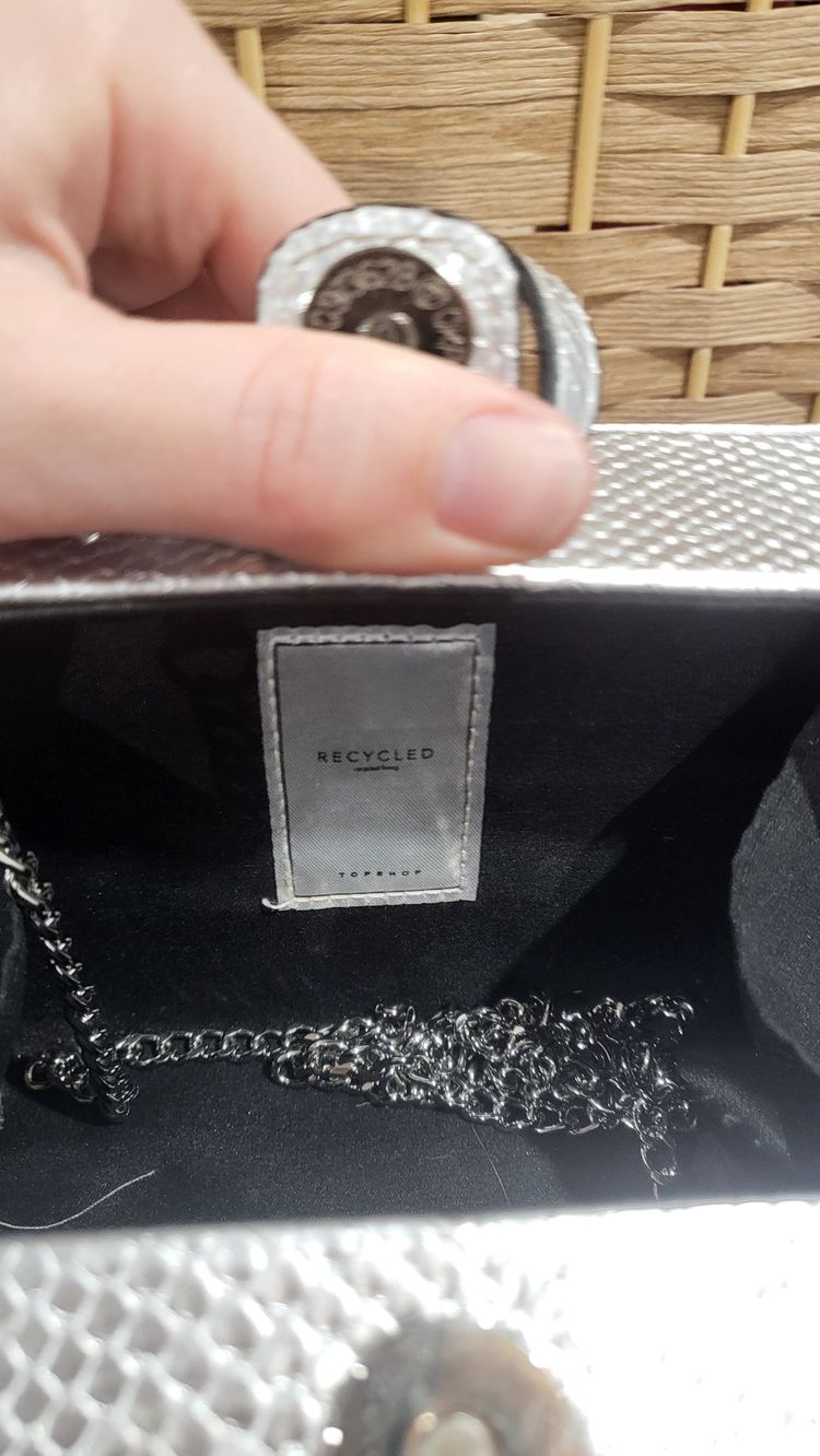 Silver Textured Handbag With Rhinestone Fringe image 2