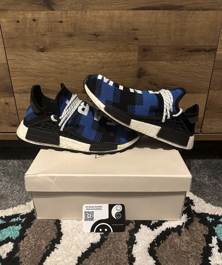Pharrell NMD BBC blue plaid UK 8.5
