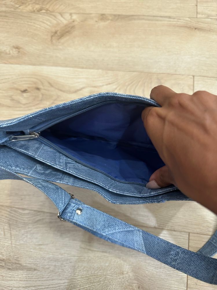 summermaxxing drop | blue denim patchwork shoulder bag 3