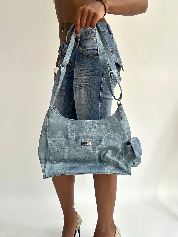 summermaxxing drop | blue denim patchwork shoulder bag 8