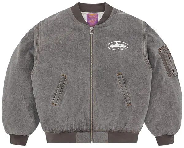 Corteiz Island Bomber Jacket Light Grey