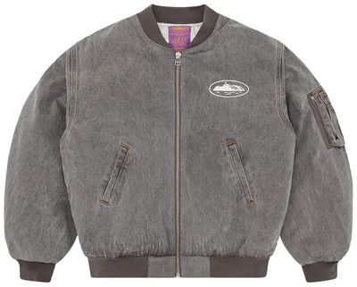 Corteiz Island Bomber Jacket Light Grey