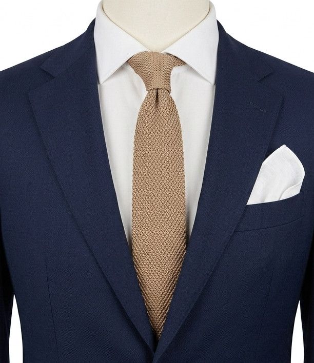Cravatta uomo lavorata a maglia beige sabbia – vintage, classica, trama testuriz image 1