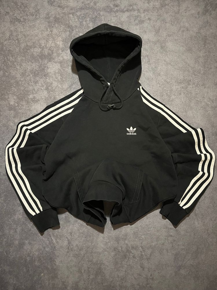 Adidas Black Hoodie With White Stripes