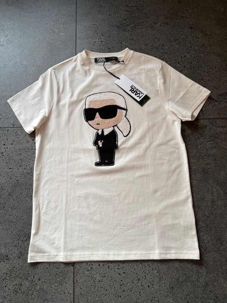 Karl Lagerfeld White T-Shirt With Cartoon Graphic