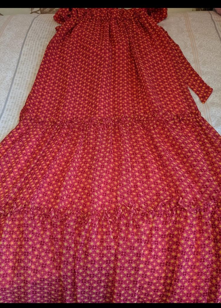 Red Patterned Maxi Dress image 2