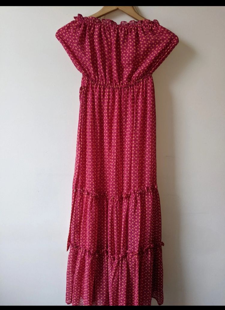 Red Patterned Maxi Dress image 1
