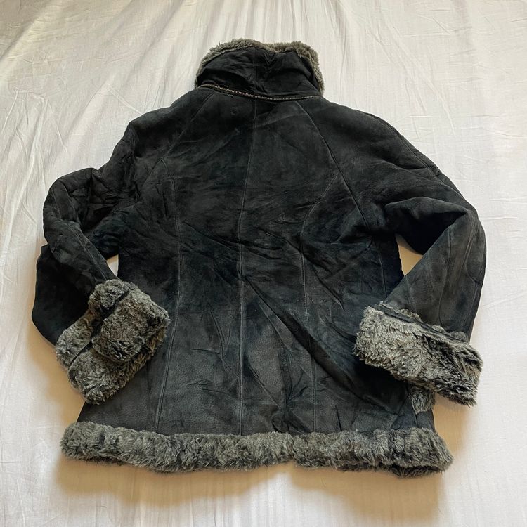 Y2K Kua Qiang Black And Grey Faux Fur Jacket image 7