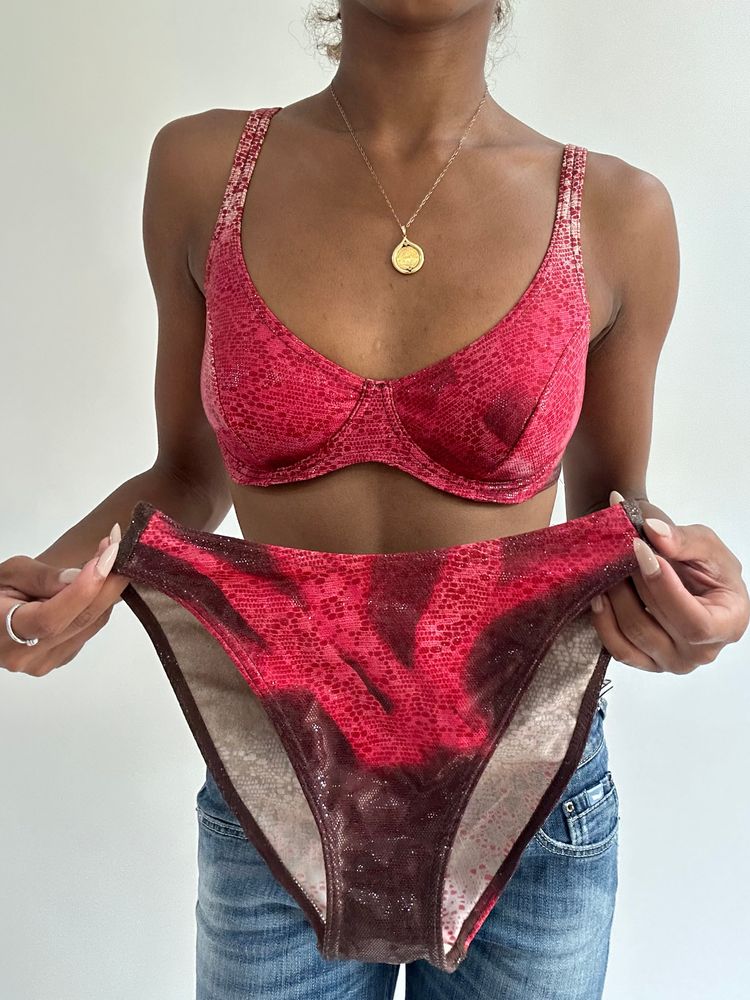 BEST PICKS | small red iridescent print bikini set image 1