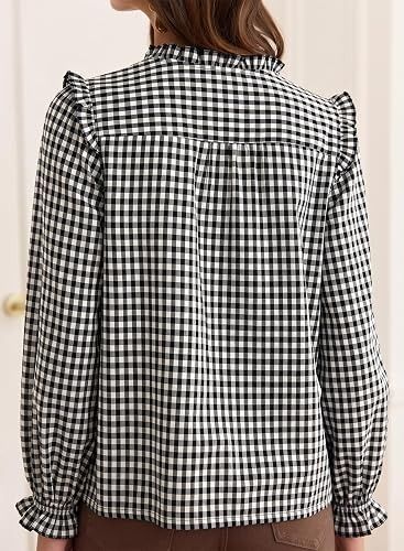 Black And White Gingham Check Blouse 4