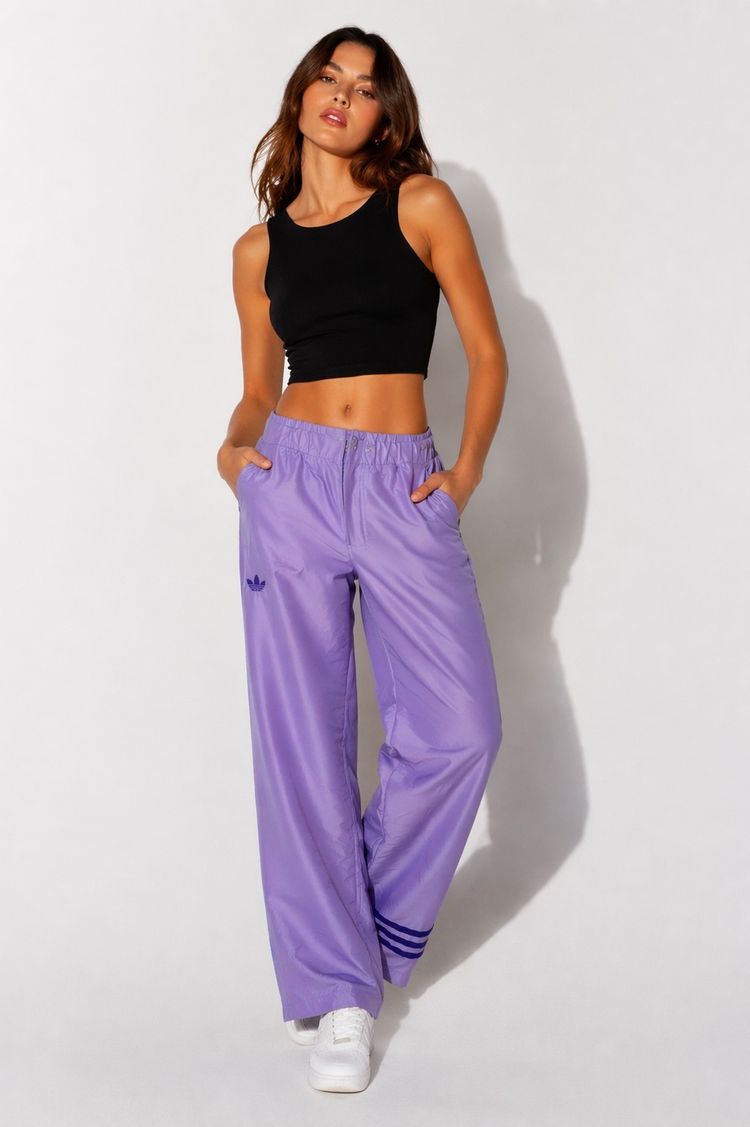 Immagine di Adidas Purple Wide-Leg Track Pants 2