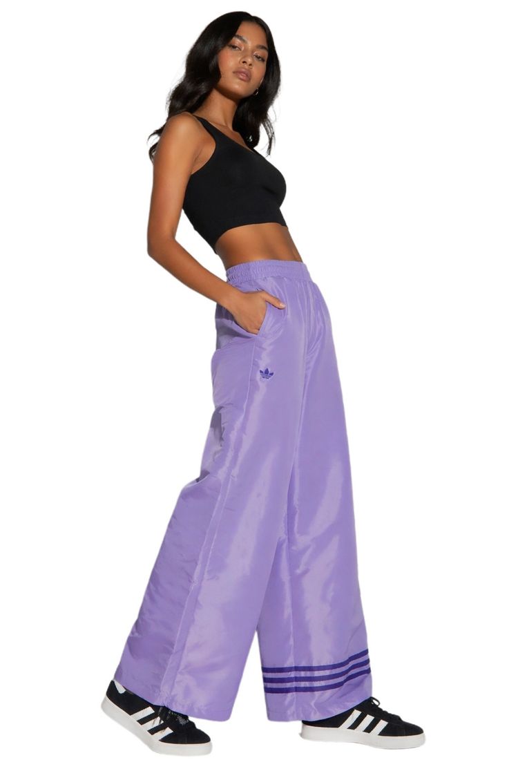 Immagine di Adidas Purple Wide-Leg Track Pants 3
