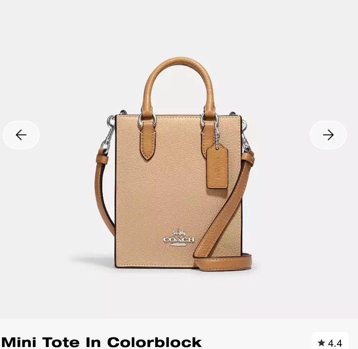 Coach Mini North South Tote Bag Colour Block Sandy Beige Leather BNWT Crossbody image 1