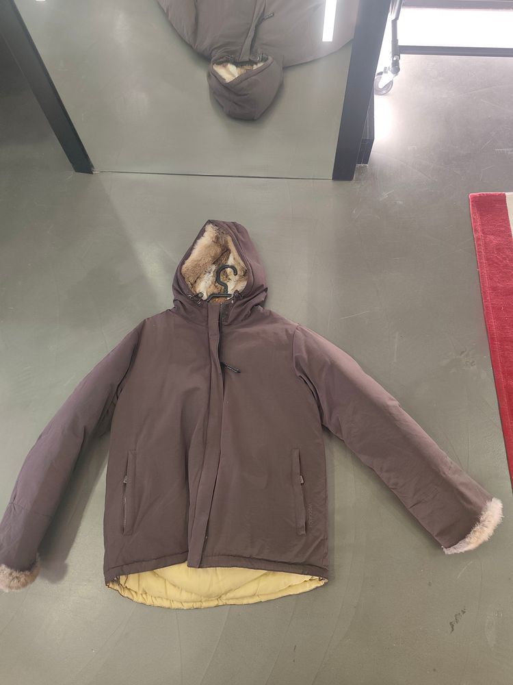 Woolrich Woolrich Brown Hooded Jacket With Fur Lining product image