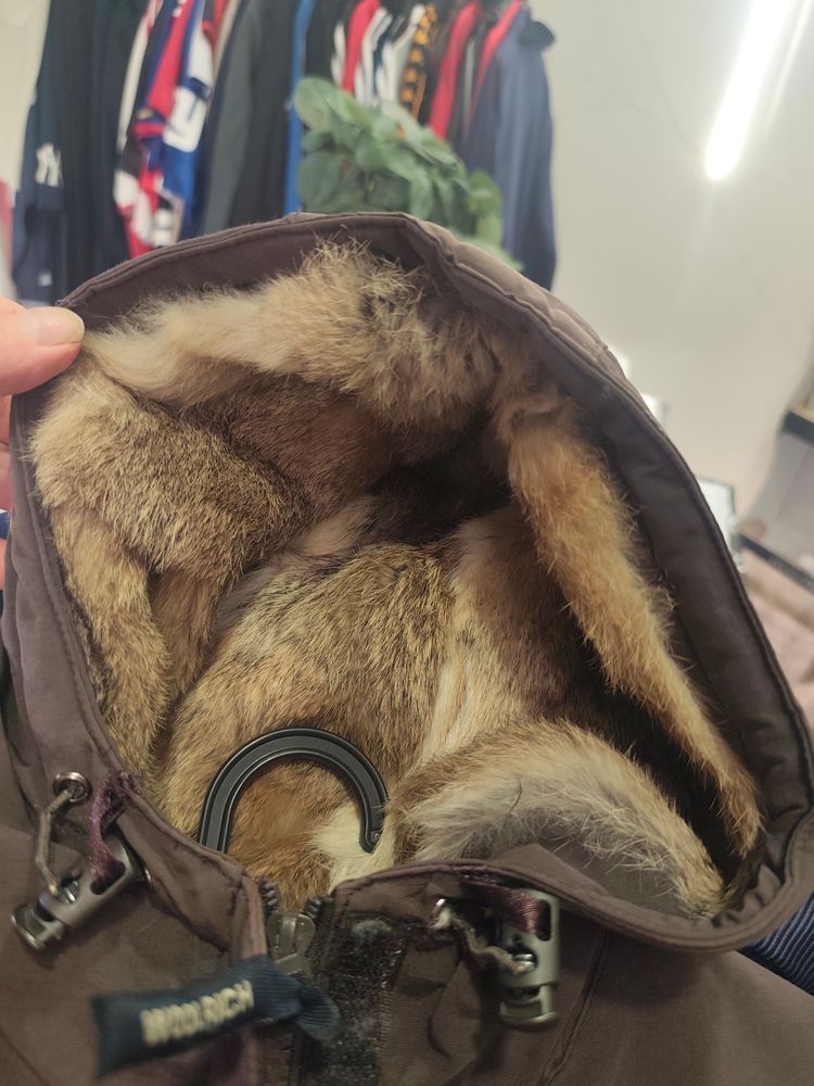 Immagine di Woolrich Brown Hooded Jacket With Fur Lining 7